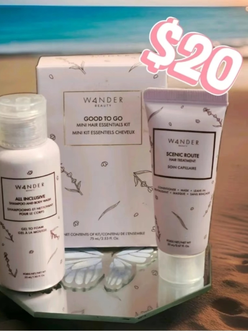 Wander Beauty Good To Go Mini Hair Essentials Kit: Shampoo + Treatment